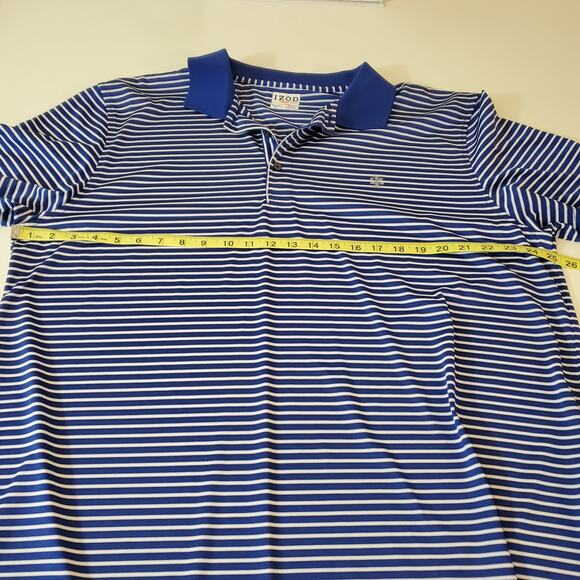 IZOD POLO GOLF SHIRT MEN'S SIZE XXL LOGO STRIPED BLUE WHITE SHORT SLEEVES CASUAL - Picture 13 of 15